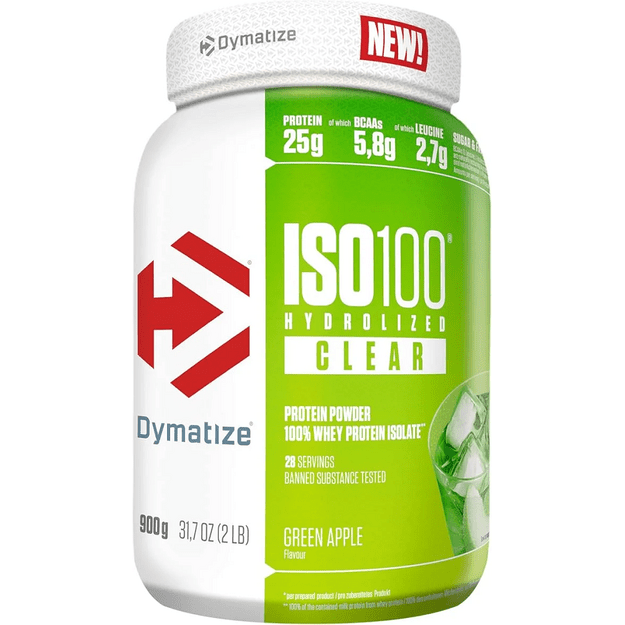 Dymatize ISO 100 Hydrolyzed Clear Whey protein 900g (Green Apple)